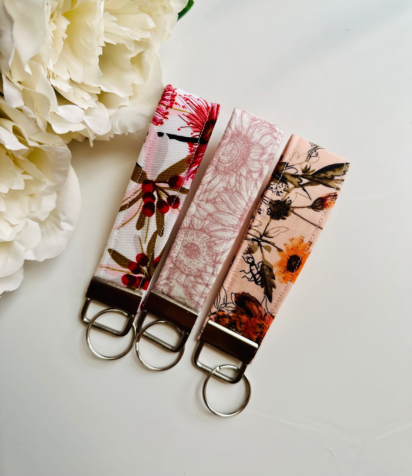 Pink Flower Keyfob Keychain