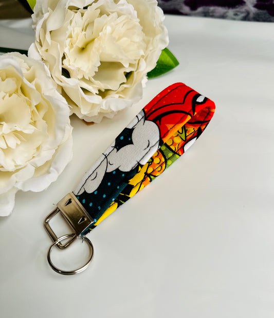 Blue Comic Print KeyFob Keychain