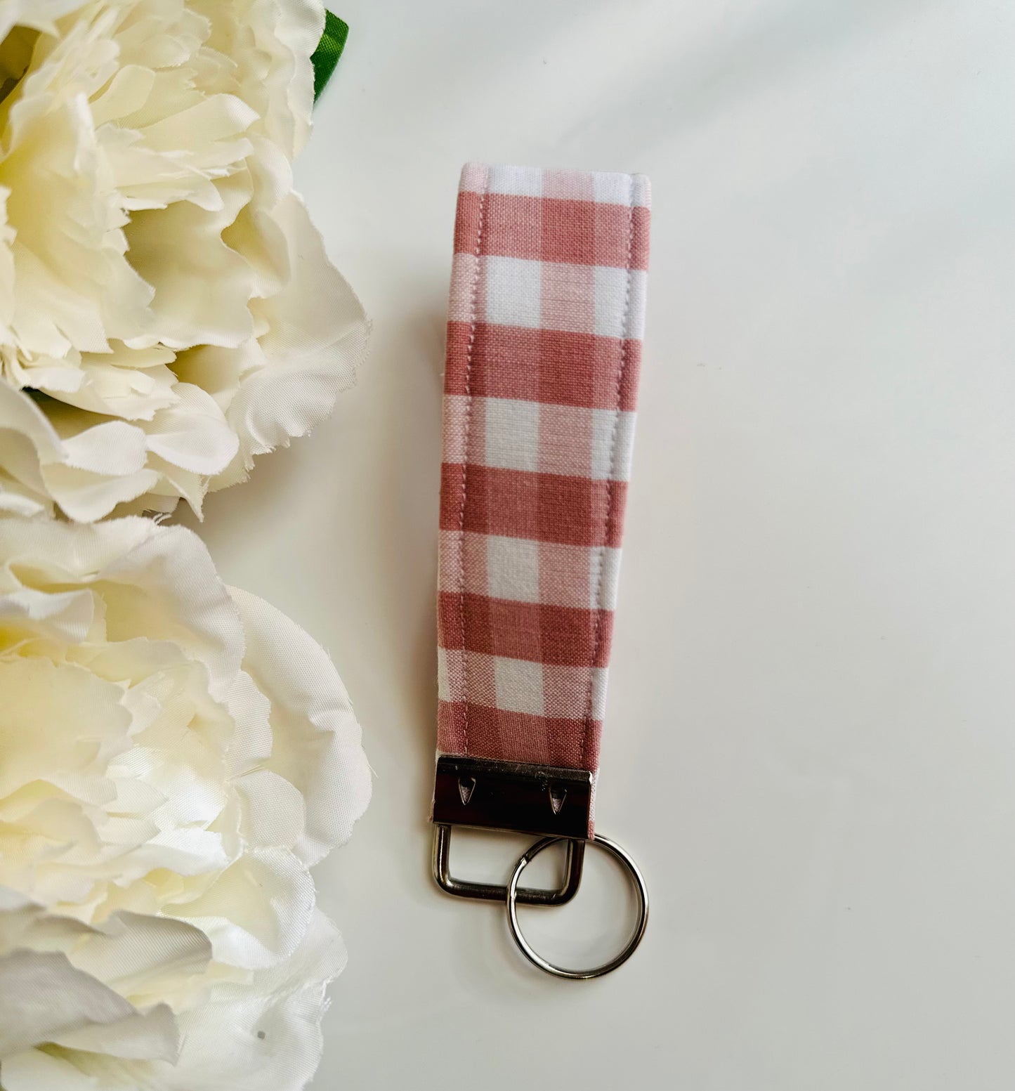 Pink Stripe Keyfob Keychain