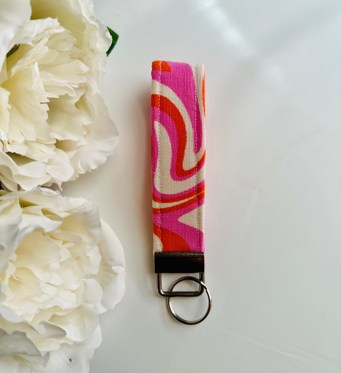 Pink/White KeyFob Keychain