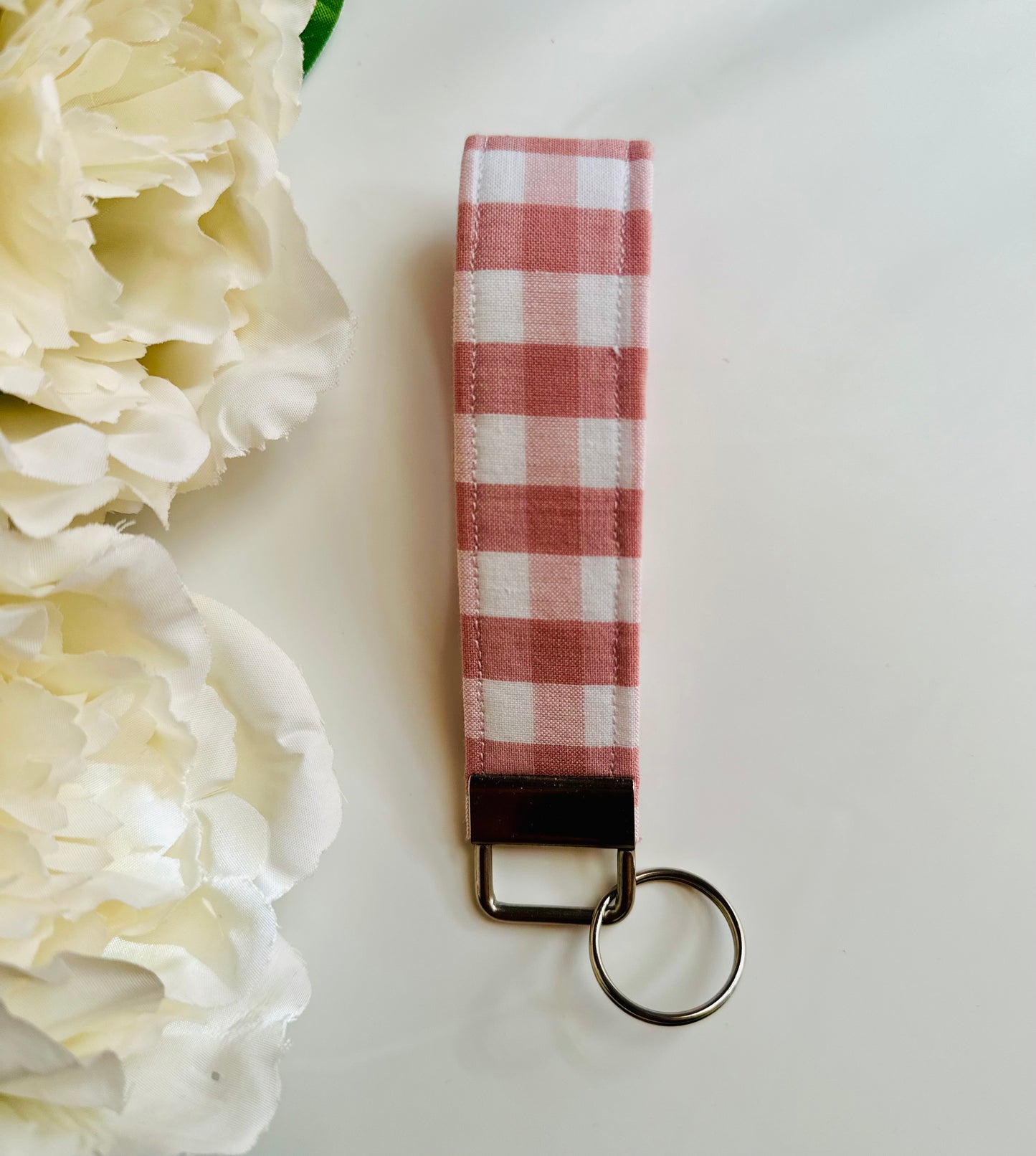 Pink Stripe Keyfob Keychain