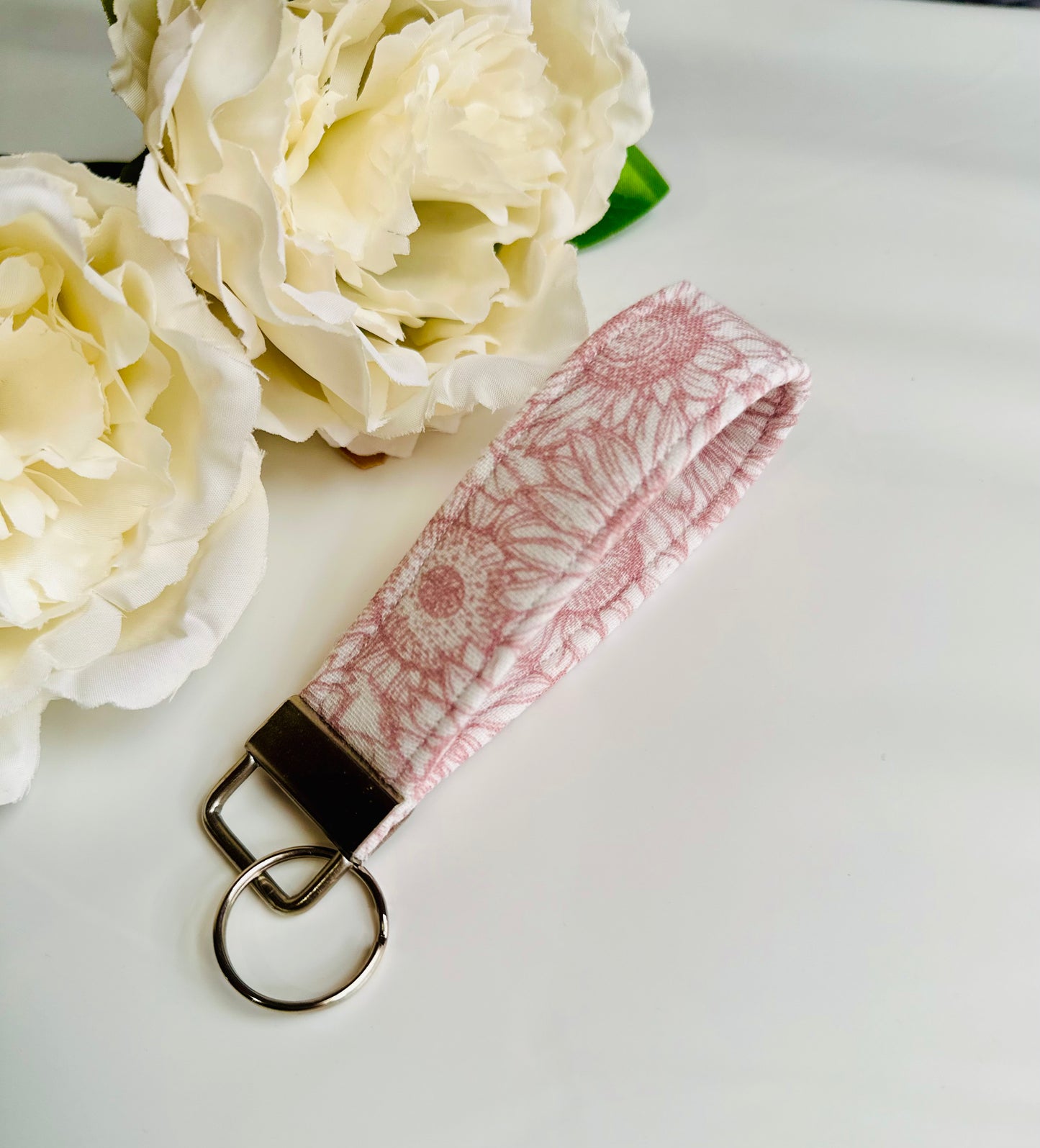 Pink Flower Keyfob Keychain