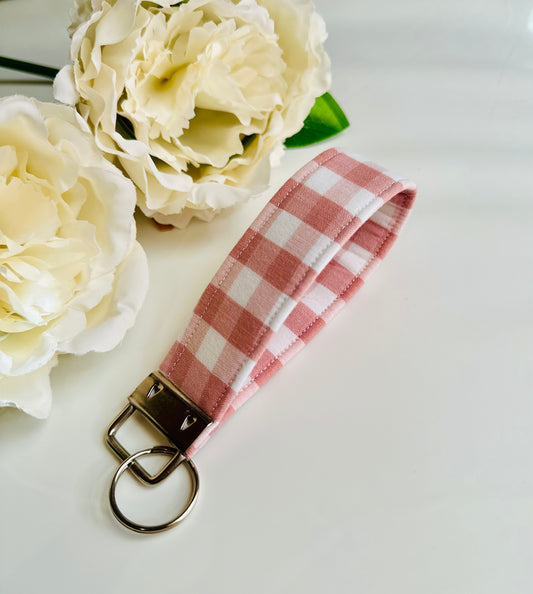 Pink Stripe Keyfob Keychain