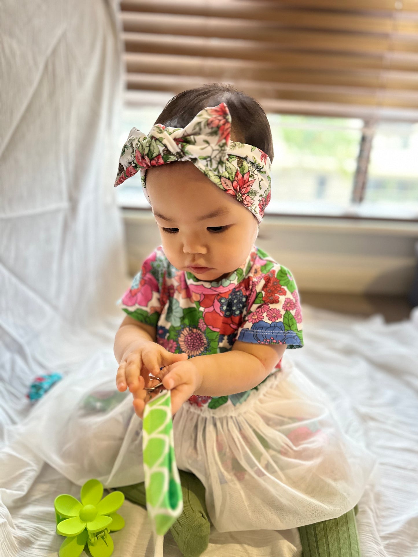 White Floral Matching Headband