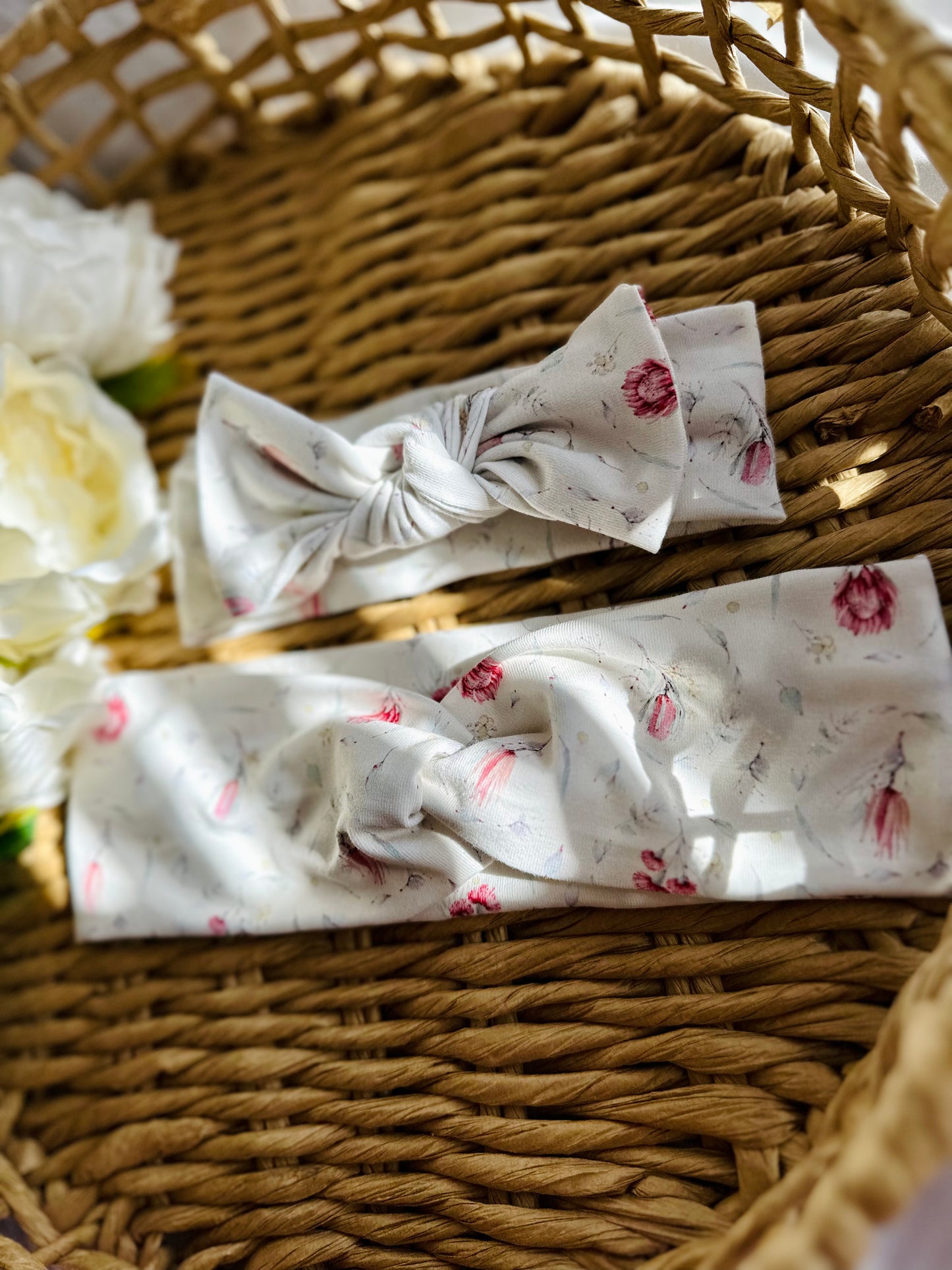 White Floral Matching Headband