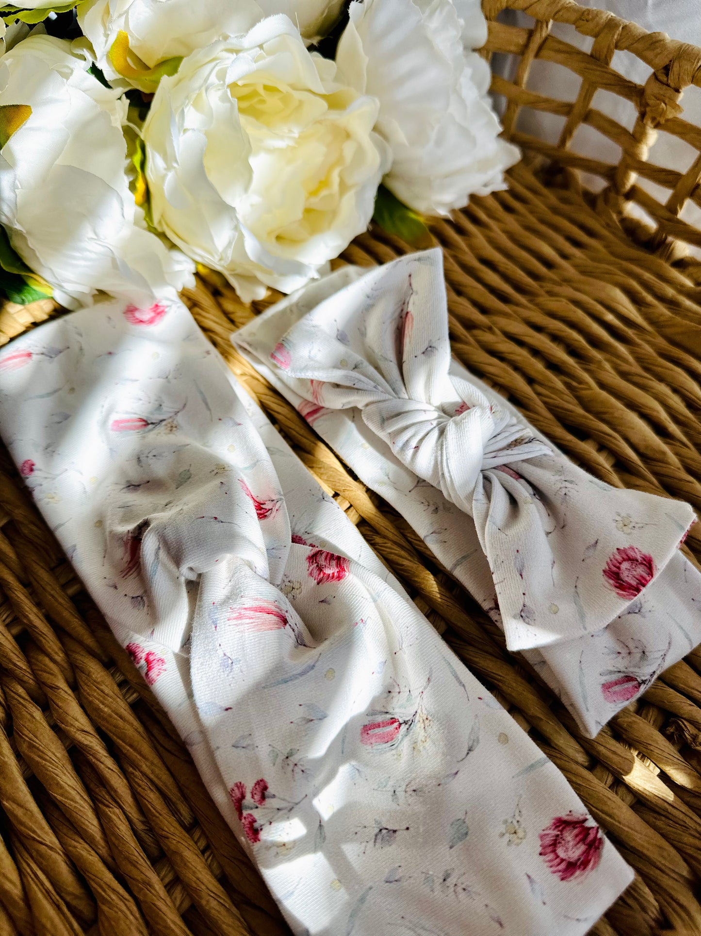 White Floral Matching Headband