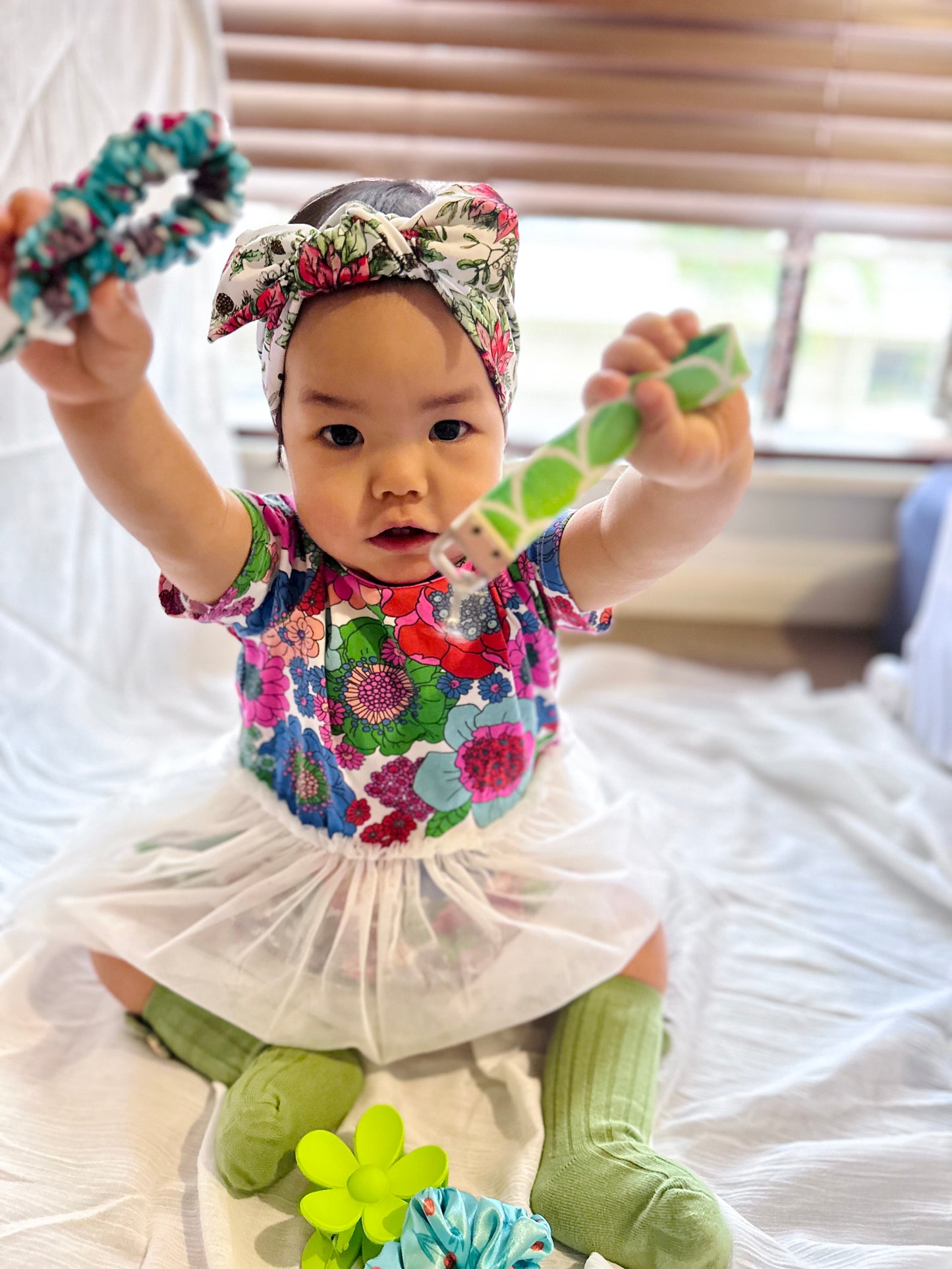 White Floral Matching Headband