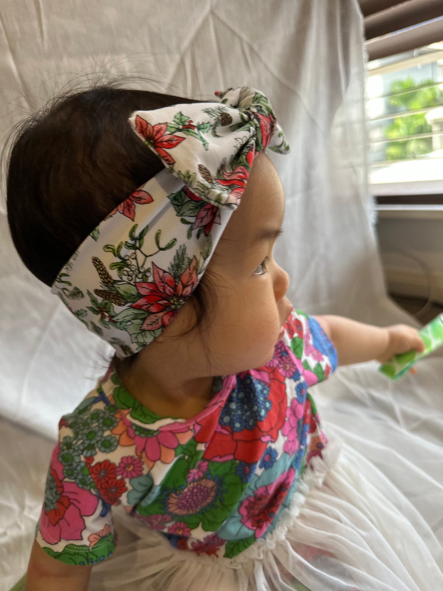 White Floral Matching Headband