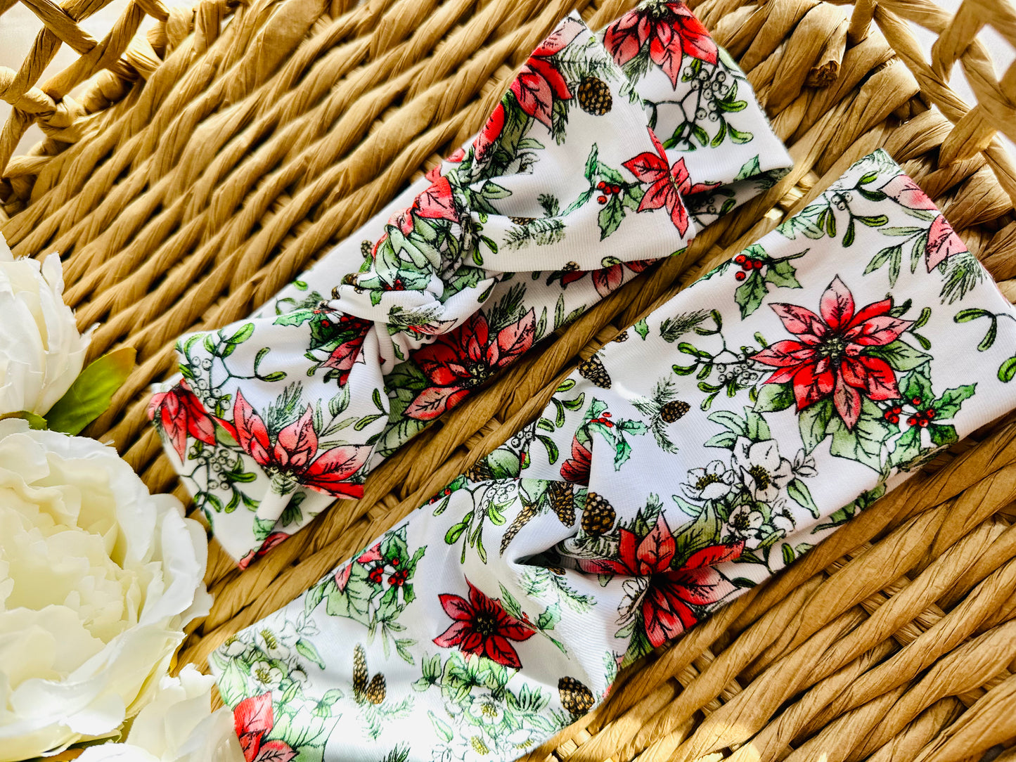 White Floral Matching Headband