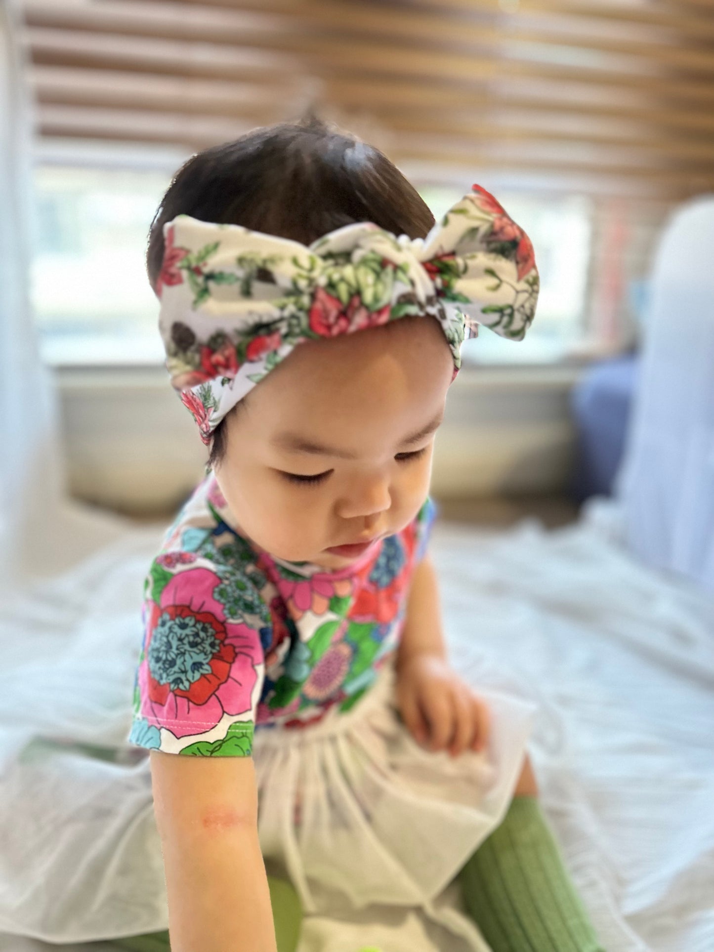 White Floral Matching Headband