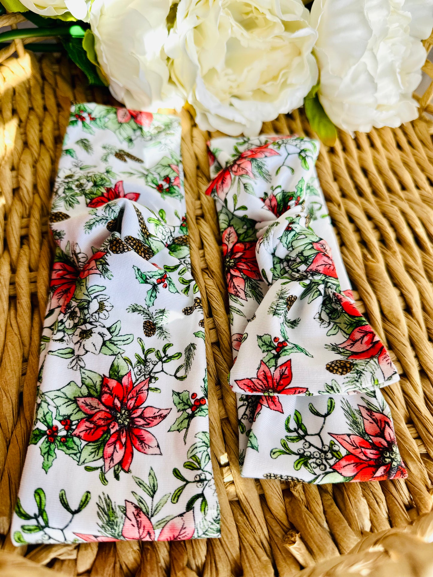 White Floral Matching Headband